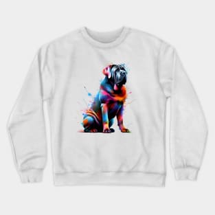 Colorful Splashed Paint Neapolitan Mastiff Art Crewneck Sweatshirt